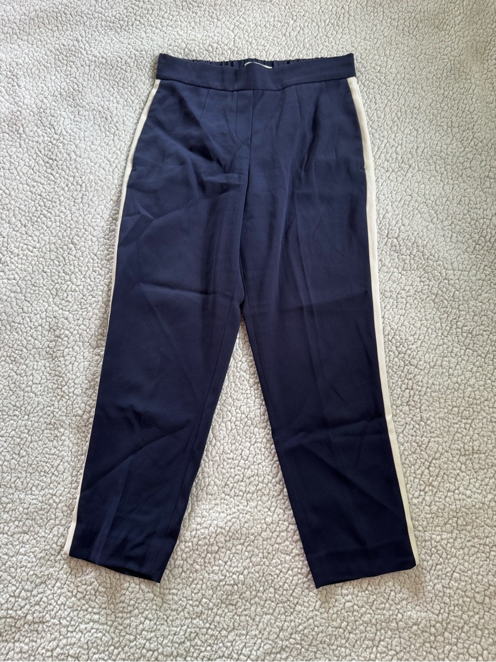 Aritzia Babaton Conan Pant in Navy with Cream White Side Panels